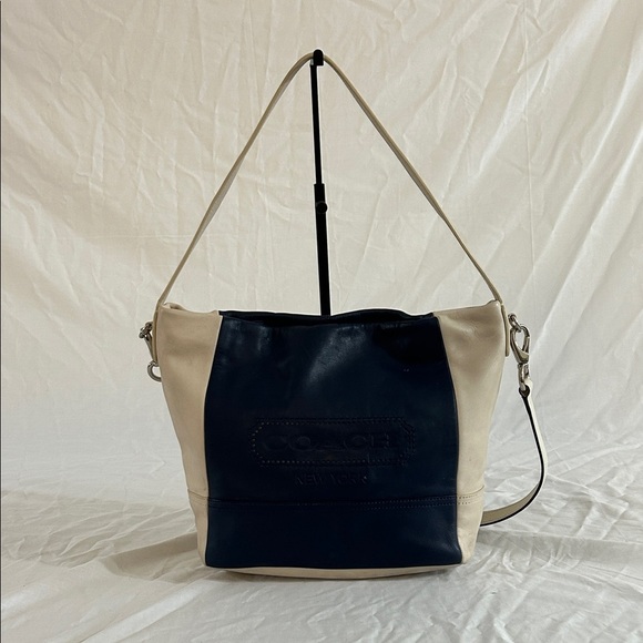 Coach 23711 Weekend Color Block Leather Blue and White Shoulder Bag - Picture 1 of 11